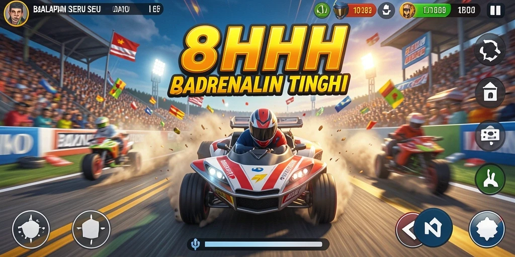 Tampilan gameplay balapan yang seru dan mendebarkan.