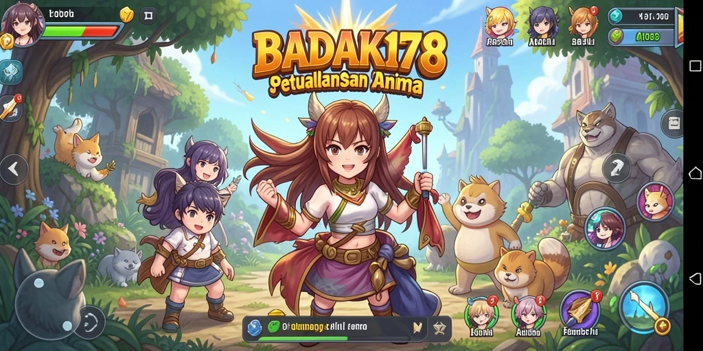 Screenshot utama BADAK178 menampilkan pertarungan karakter anime yang seru.