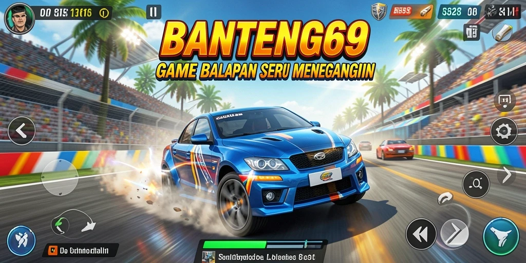Screenshot utama BANTENG69 menampilkan aksi balapan yang mendebarkan.