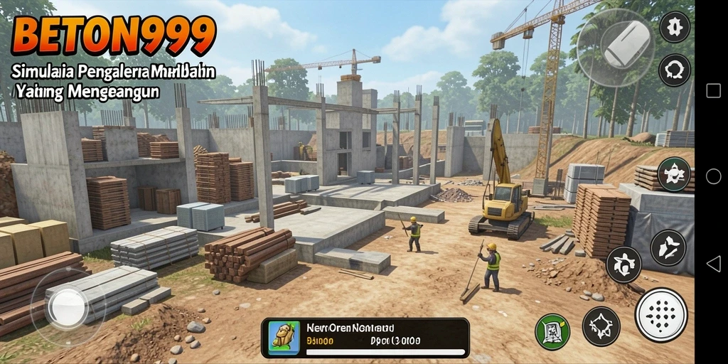 Tampilan gameplay BETON999 yang menggambarkan proses konstruksi yang mendetail.
