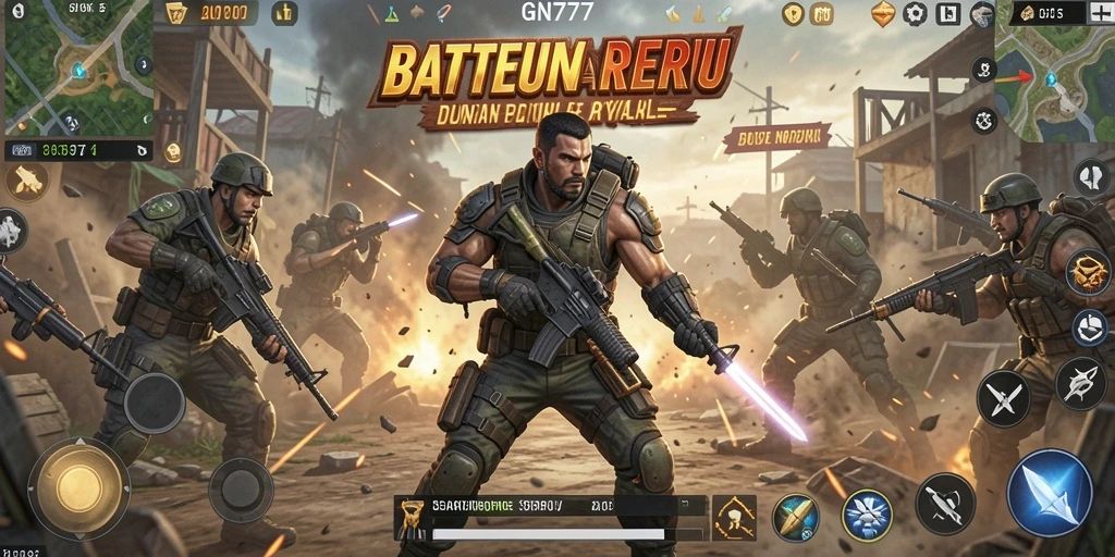 Screenshot gameplay GN777 yang penuh aksi dan strategi Battle Royale.