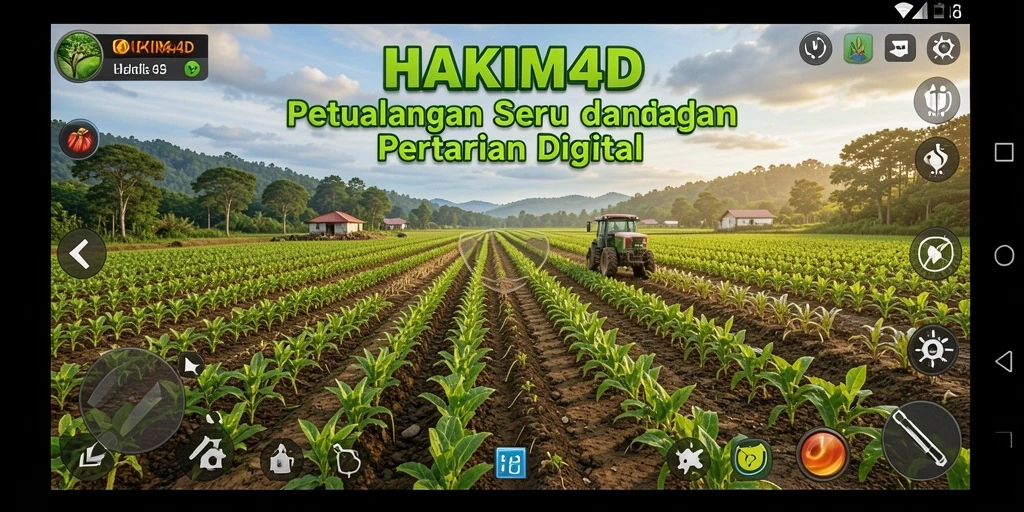 Tangkapan layar gameplay HAKIM4D dengan pemandangan ladang yang subur.
