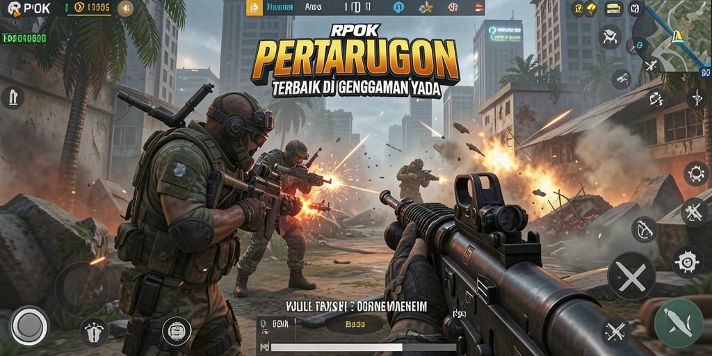 Screenshot gameplay RPOK menampilkan aksi tembak-menembak yang intens.