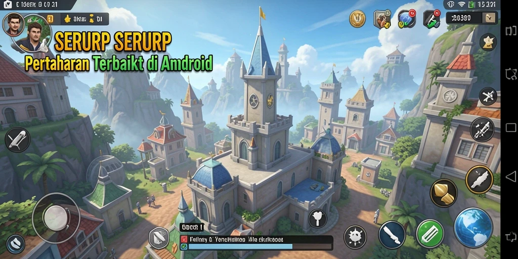 Gameplay SERURP menampilkan menara pertahanan yang beragam dengan aksi menegangkan.