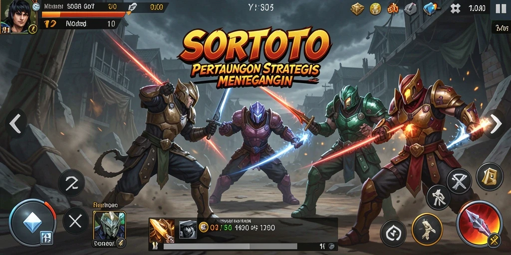 Screenshot dari gameplay SORTOTO menampilkan aksi pertempuran strategis yang mendebarkan.